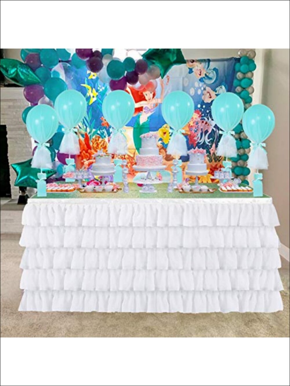 Chiffon Mermaid Tulle Table Skirt Tutu Tablecloth Party Decor 6ft